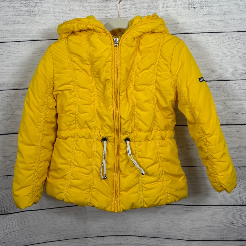 GF Ferre Girl's Yellow Hooded Puffer Jacket Sz 8